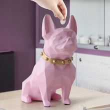 Load image into Gallery viewer, Image of a super-cute French Bulldog statue which is also a piggy bank in pink color