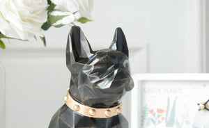 Image of a close view of super-cute French Bulldog themed tabletop organiser statue in black color