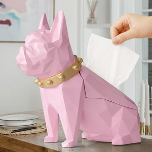Abstract Frenchie Decorative Resin Tissue BoxHome DecorPink
