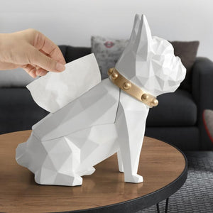 Abstract Frenchie Decorative Resin Tissue BoxHome DecorWhite