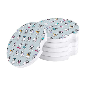 Accessory Loving Pug Ceramic Car Coasters-Car Accessories-Car Accessories, Coaster, Dogs, Home Decor, Pug-2