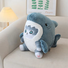 Load image into Gallery viewer, Adorable Blue / Silver and White Tabby Cat Shark Plush Toy - Classic Blue or Rainbow Shark Options-blue grey cat-about 20cm-China Mainland-24