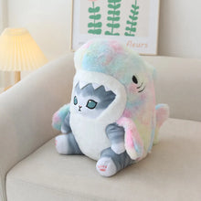 Load image into Gallery viewer, Adorable Blue / Silver and White Tabby Cat Shark Plush Toy - Classic Blue or Rainbow Shark Options-colour grey cat-about 33cm-China Mainland-1