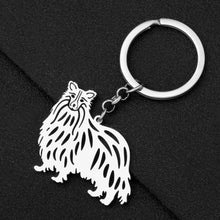 Load image into Gallery viewer, Adorable Border Collie Silver Plated Keychain-1