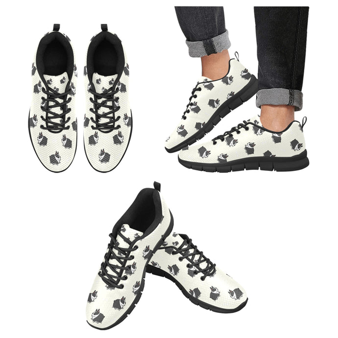 Adorable Boston Terrier Love Women's Breathable Sneakers-Ivory-US13-1