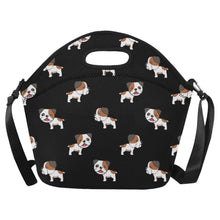 Load image into Gallery viewer, Adorable Bulldog Love Neoprene Lunch Bag-Accessories-Accessories,Bags,Dog Dad Gifts,Dog Mom Gifts,English Bulldog,Lunch Bags-Midnight Black-ONESIZE-2