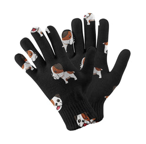 Adorable Bulldog Touch Screen Gloves-Accessories-Accessories, Dog Dad Gifts, Dog Mom Gifts, English Bulldog, Gloves-Black-1