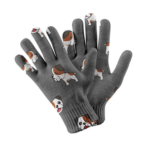 Adorable Bulldog Touch Screen Gloves-Accessories-Accessories, Dog Dad Gifts, Dog Mom Gifts, English Bulldog, Gloves-Gray-2