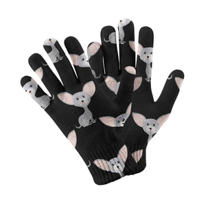 Adorable Chihuahua Charm Touch Screen Gloves-Accessories-Accessories, Dog Dad Gifts, Dog Mom Gifts, Gloves-Black-2