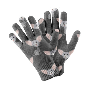 Adorable Chihuahua Charm Touch Screen Gloves-Accessories-Accessories, Dog Dad Gifts, Dog Mom Gifts, Gloves-Gray-3