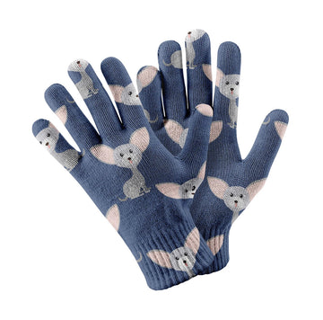 Adorable Chihuahua Charm Touch Screen Gloves Navy 360x