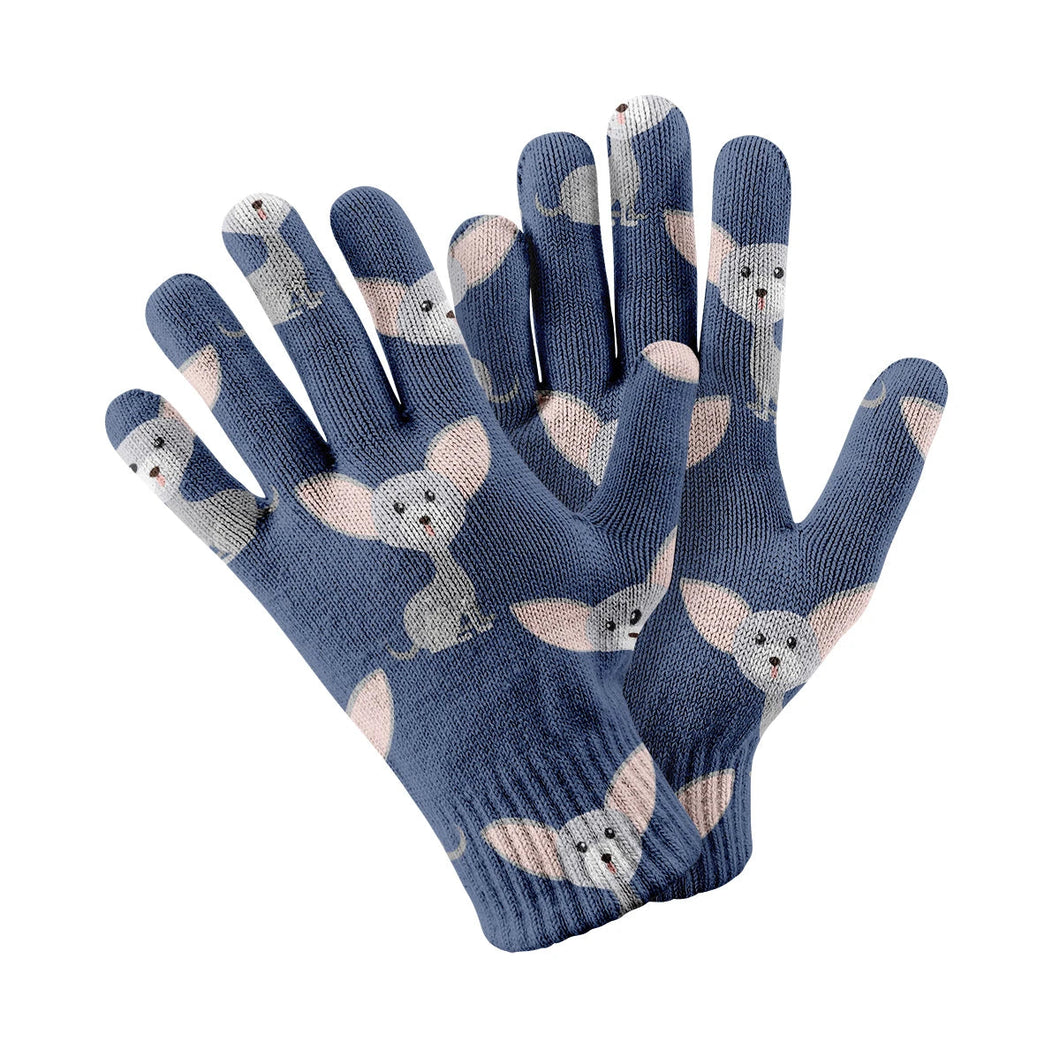 Adorable Chihuahua Charm Touch Screen Gloves-Accessories-Accessories, Dog Dad Gifts, Dog Mom Gifts, Gloves-Navy-1