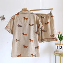 Load image into Gallery viewer, Adorable Chocolate Dachshunds Summer Cotton Couples Pajamas Set-2