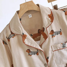 Load image into Gallery viewer, Adorable Chocolate Dachshunds Summer Cotton Couples Pajamas Set-6