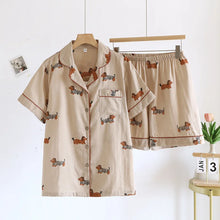 Load image into Gallery viewer, Adorable Chocolate Dachshunds Summer Cotton Couples Pajamas Set-1