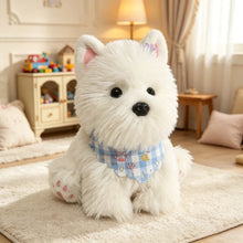 Load image into Gallery viewer, Adorable Westie Plush Toy - Baby Blue Checked Bib West Highland Terrier-Stuffed Animals-Dog Memorial Gifts,Stuffed Animal,West Highland Terrier-10