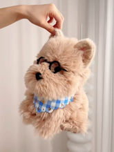 Load image into Gallery viewer, Adorable Pomeranian Plush Toys - White and Sable Coat Colors - Baby Blue Checked Bib-Stuffed Animals-Dog Memorial Gifts,Pomeranian,Stuffed Animal-9