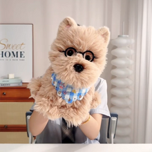 Load image into Gallery viewer, Adorable Pomeranian Plush Toys - White and Sable Coat Colors - Baby Blue Checked Bib-Stuffed Animals-Dog Memorial Gifts,Pomeranian,Stuffed Animal-8
