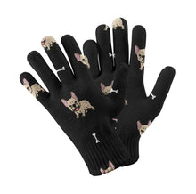 Load image into Gallery viewer, Adorable Fawn Frenchie Love Touch Screen Gloves-Accessories-Accessories,Dog Dad Gifts,Dog Mom Gifts,Gloves-Black-5