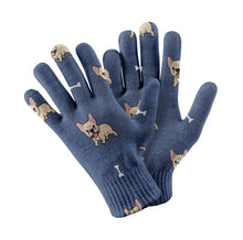 Load image into Gallery viewer, Adorable Fawn Frenchie Love Touch Screen Gloves-Accessories-Accessories,Dog Dad Gifts,Dog Mom Gifts,Gloves-Navy-1