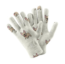 Load image into Gallery viewer, Adorable Fawn Frenchie Love Touch Screen Gloves-Accessories-Accessories,Dog Dad Gifts,Dog Mom Gifts,Gloves-White-2