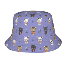 Load image into Gallery viewer, Adorable French Bulldog Flowers and Hearts Bucket Hat-Hats &amp; Caps-Lavender Purple-One Size-4