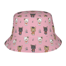 Load image into Gallery viewer, Adorable French Bulldog Flowers and Hearts Bucket Hat-Hats &amp; Caps-Light Pink-One Size-2