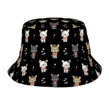 Load image into Gallery viewer, Adorable French Bulldog Flowers and Hearts Bucket Hat-Hats &amp; Caps-Midnight Black-One Size-6