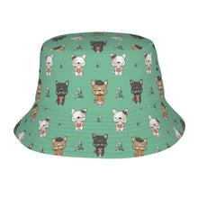 Load image into Gallery viewer, Adorable French Bulldog Flowers and Hearts Bucket Hat-Hats &amp; Caps-Mint Green-One Size-1