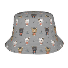 Load image into Gallery viewer, Adorable French Bulldog Flowers and Hearts Bucket Hat-Hats &amp; Caps-Parisian Gray-One Size-5