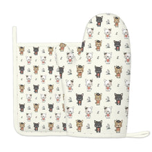 Load image into Gallery viewer, Adorable French Bulldog Flowers and Hearts Oven Mitts and Pot Holder Set-Kitchen Decor-Accessories,Dog Mom Gifts,French Bulldog-10