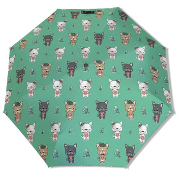 Adorable French Bulldog Flowers And Hearts Umbrella 360x