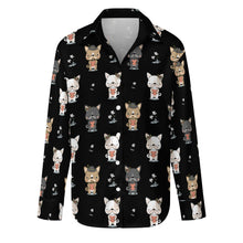 Load image into Gallery viewer, Adorable French Bulldog Flowers and Hearts Women's Shirt-S-Black-23