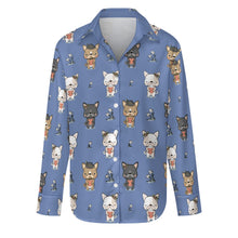 Load image into Gallery viewer, Adorable French Bulldog Flowers and Hearts Women's Shirt-S-CornflowerBlue-4