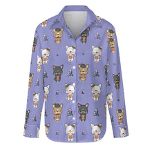 Load image into Gallery viewer, Adorable French Bulldog Flowers and Hearts Women's Shirt-S-CornflowerBlue_1-20