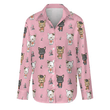 Load image into Gallery viewer, Adorable French Bulldog Flowers and Hearts Women's Shirt-S-Pink-1