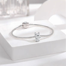 Load image into Gallery viewer, Adorable French Bulldog Silver Charm with Bone – Cute Gift-4