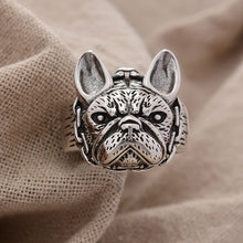 Load image into Gallery viewer, Adorable French Bulldog Silver Ring – Retro Dog Mom Gift-2