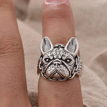 Load image into Gallery viewer, Adorable French Bulldog Silver Ring – Retro Dog Mom Gift-7