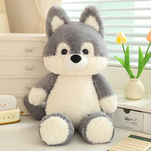 Load image into Gallery viewer, Adorable Husky Plush Toy - Gray &amp; White Husky in Blue Denim Overalls-Gray-50cm-10