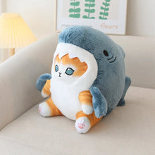 Load image into Gallery viewer, Adorable Orange and White Tabby Cat Shark Plush Toy - Classic Blue or Rainbow Shark Options-11