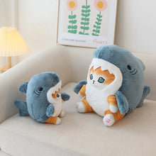 Load image into Gallery viewer, Adorable Orange and White Tabby Cat Shark Plush Toy - Classic Blue or Rainbow Shark Options-5