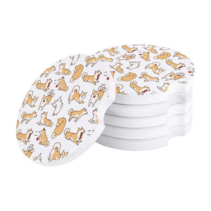 Adorable Pastel Love Shiba Inu Ceramic Car Coasters-Car Accessories-Car Accessories, Coaster, Dogs, Home Decor, Shiba Inu-6