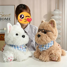 Load image into Gallery viewer, Adorable Pomeranian Plush Toys - White and Sable Coat Colors - Baby Blue Checked Bib-Stuffed Animals-Dog Memorial Gifts,Pomeranian,Stuffed Animal-3