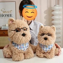 Load image into Gallery viewer, Adorable Pomeranian Plush Toys - White and Sable Coat Colors - Baby Blue Checked Bib-Stuffed Animals-Dog Memorial Gifts,Pomeranian,Stuffed Animal-4