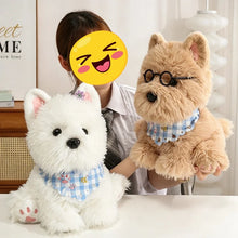 Load image into Gallery viewer, Adorable Pomeranian Plush Toys - White and Sable Coat Colors - Baby Blue Checked Bib-Stuffed Animals-Dog Memorial Gifts,Pomeranian,Stuffed Animal-16