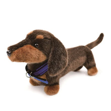 Load image into Gallery viewer, Adorable Realistic Chocolate and Tan Dachshund Plush Toy – Wiener Dog Lover Gift