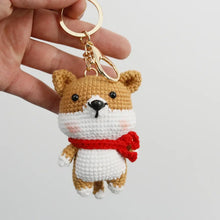 Load image into Gallery viewer, Adorable Red and White Shiba Inu Knitted Keychain-3