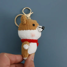 Load image into Gallery viewer, Adorable Red and White Shiba Inu Knitted Keychain-4