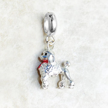 Adorable Red Scarf Poodle Silver Pendant Charm 360x